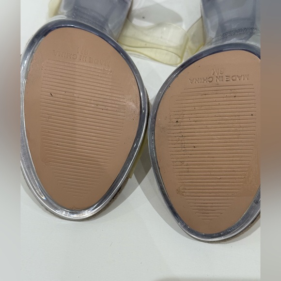 Steve Madden glassy clear plastic block heel in clear and taupe size 6m - Picture 7 of 10